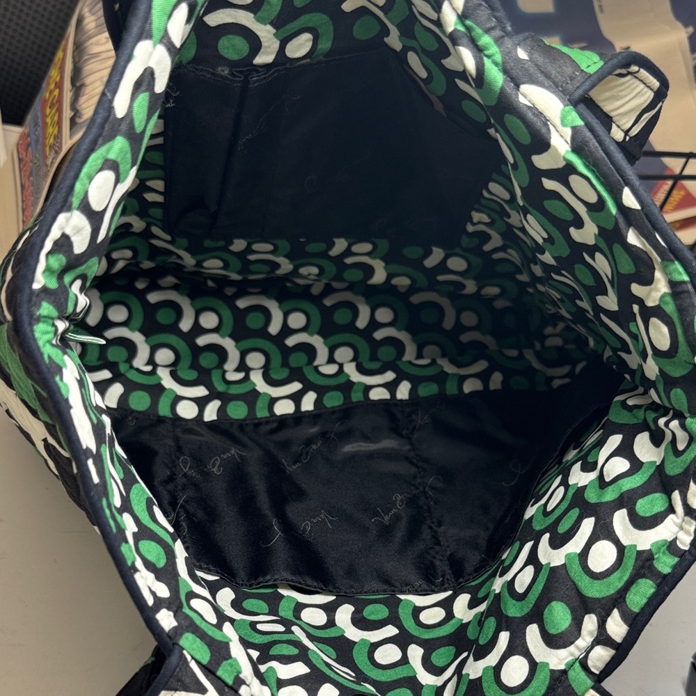 Vera Bradley Rose Quilted Tote Bag - Black, Green, and Cream - Picture 7 of 8